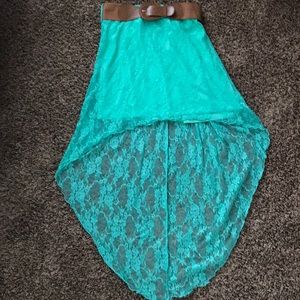 High low lace skirt with belt